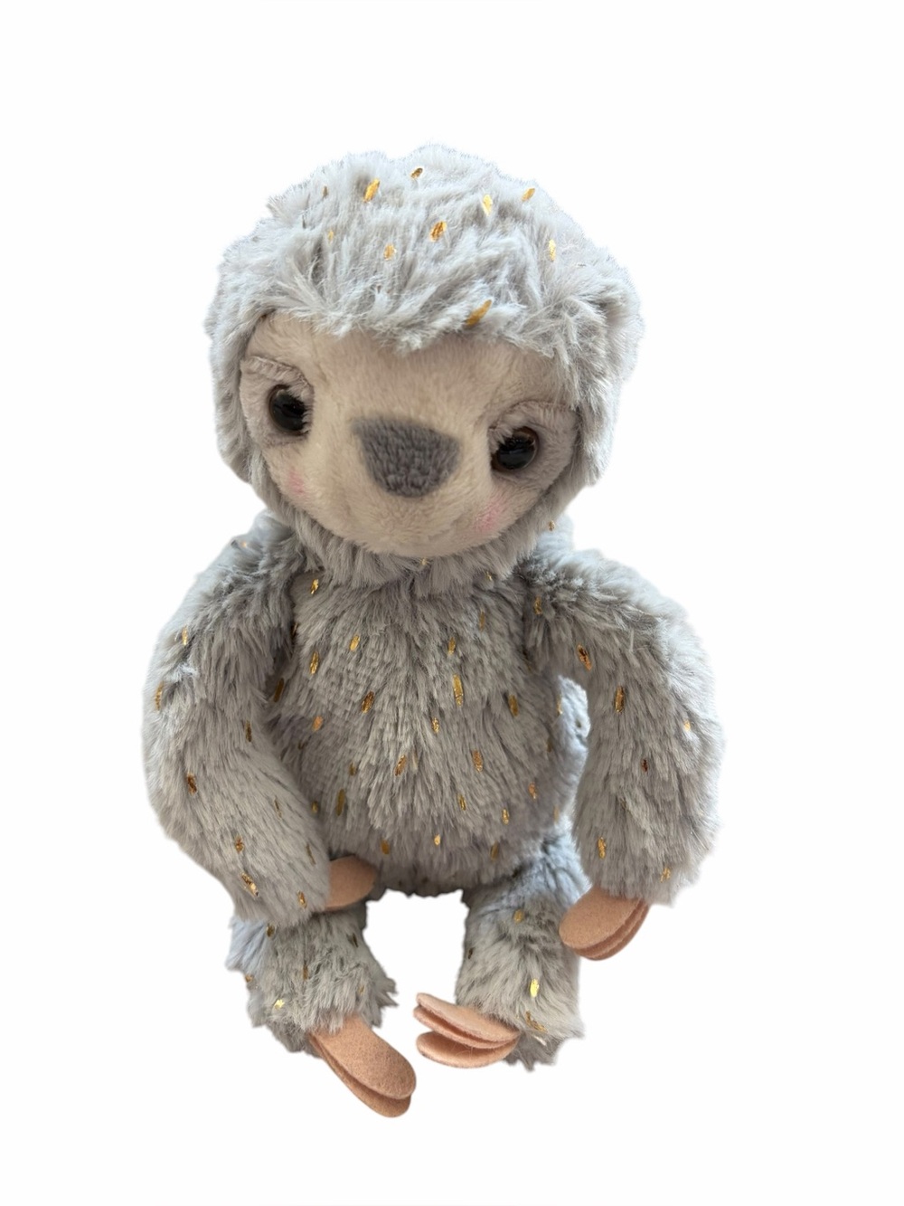 Douglas Plush Gray Sloth Stuffed Animal with Gold Accents - Soft Cuddly Toy.